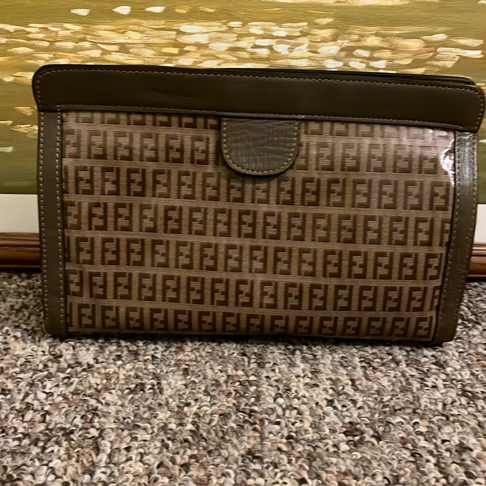 FENDI  ZUCCHINO  COATED CLUTCH/ PURSE / make up bag/men’s shaving kit (Vintage)